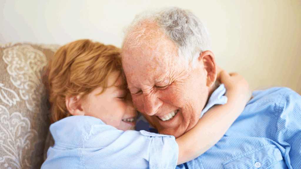 Father with dementia enjoying a thoughtful Father’s Day gift